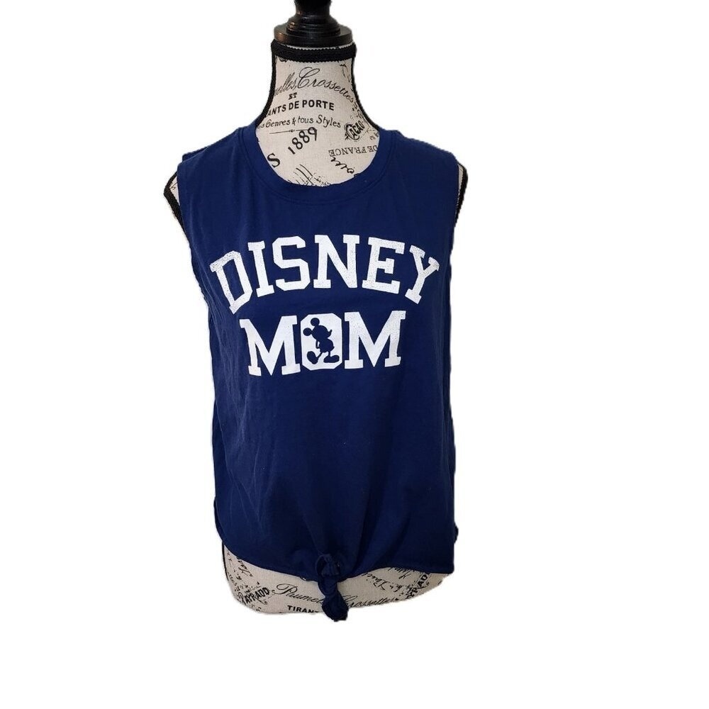 Disney Mom Blue Sleeveless Graphic Tank Top Women's Size L